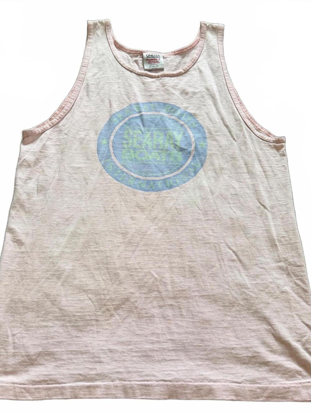 Vintage Oneita Searay Boats Pink Tank Top Made USA Size Medium